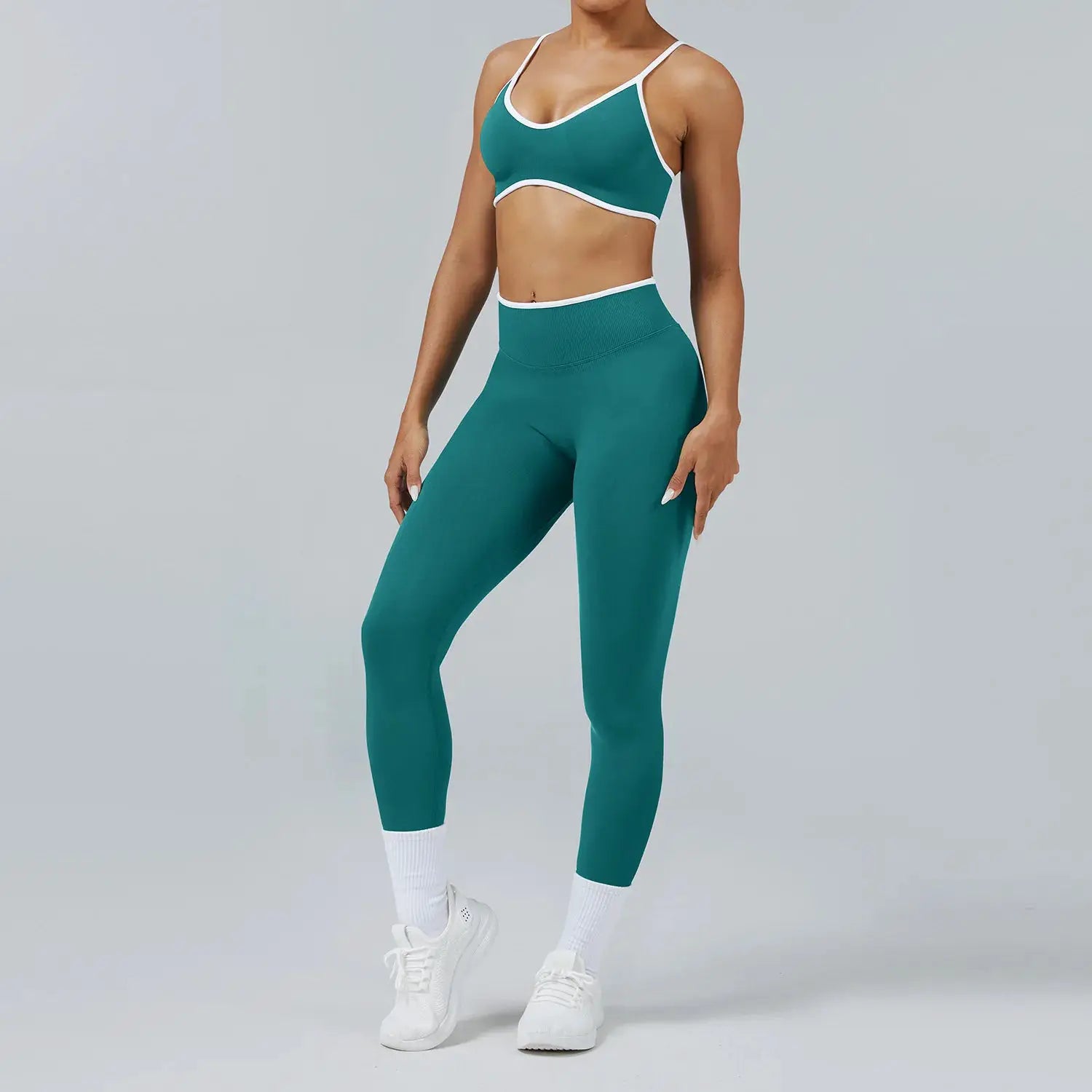 FlexiFit Seamless 2 Piece Legging Set For Women Strappy Sports Bra High Waist Sculpt Leggings Breathable Comfort