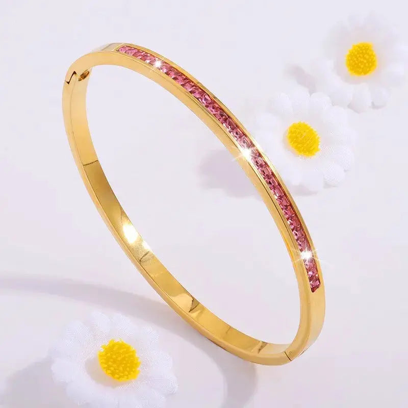 Zakol Sparkling Zirconia Inlaid Stainless Steel Bracelet Set For Women Stackable Bangles Fashion Non Fading Jewelry Gift