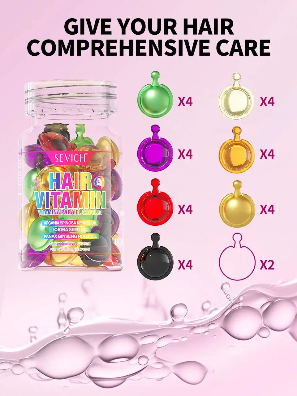 Sevich Mix Hair Vitamin Capsule Hair Treatment Oil Repair Damaged Smooth Hair Care Serum Nourishing Keratin Complex Oil