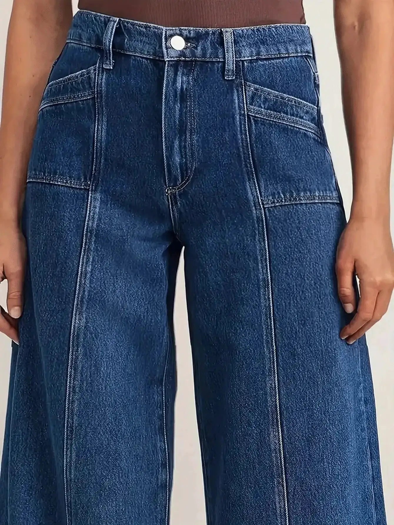 Women's Deep Blue Wide Leg Jeans For Comfort And Versatility