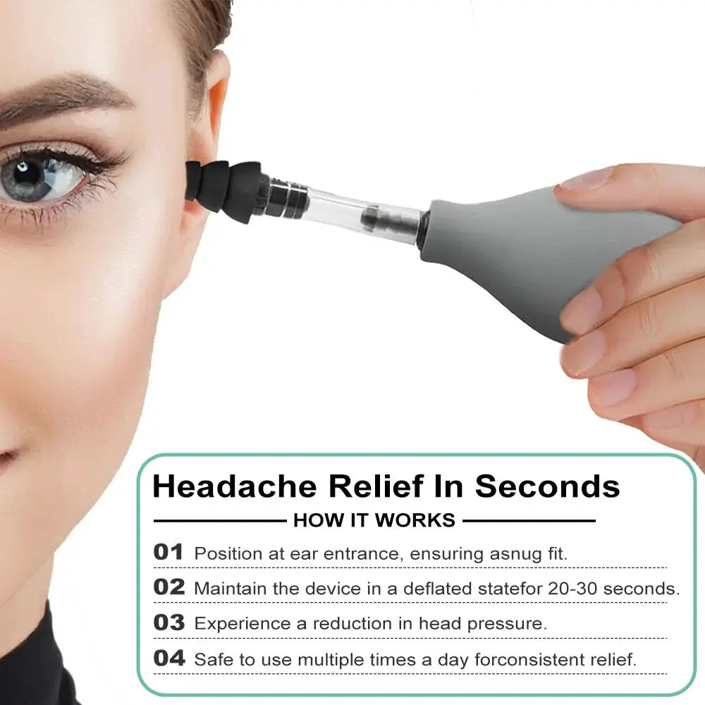 EarEase Ear Pressure Relief Suction Device Portable With Three Sizes of Earplugs for Gentle Headache Relief