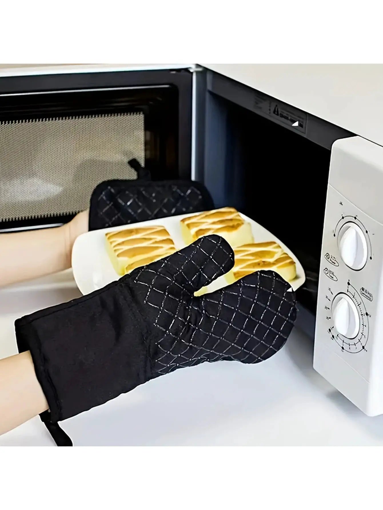 Microwave Cotton Baking Gloves Anti Scalding Heat Resistant Oven Mitts Non Slip Insulation Gloves For Bakeware