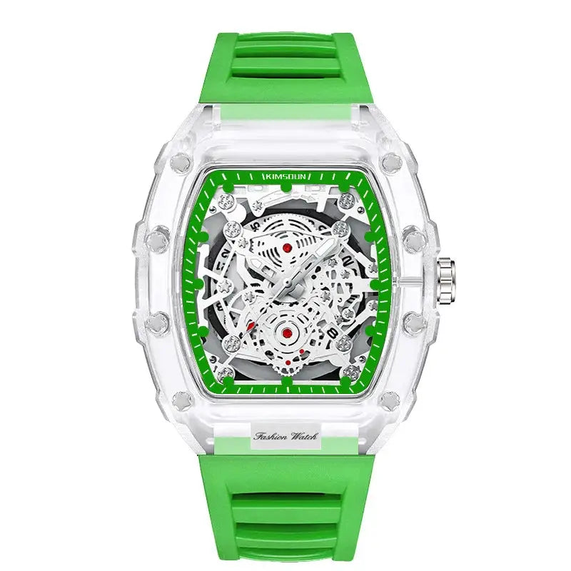 UTHAI BK134 Barrel Shaped Transparent Waterproof Quartz Watch for Men Fashionable Modern Style Durable Build