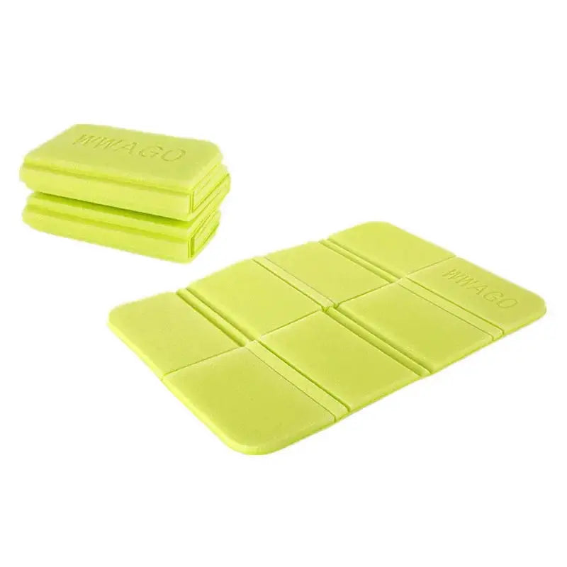 Simples Market foldable XPE foam outdoor mat, moistureproof lime-yellow picnic and camping seat cushion with four panels