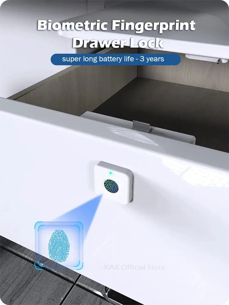 Simples Market KAK Biometric Fingerprint Drawer Lock in white for furniture