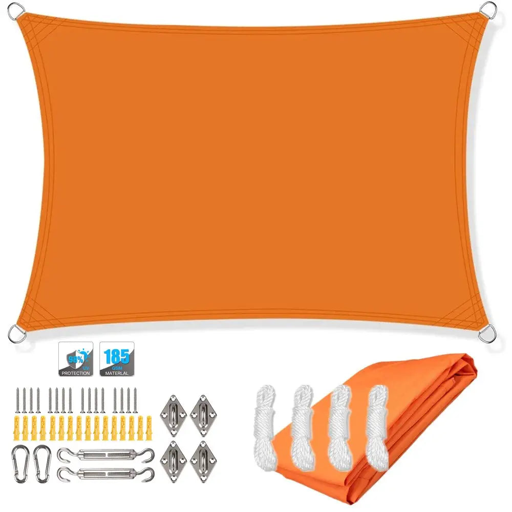 Simples Market orange waterproof rectangle sun shade sail canopy with mounting hardware kit