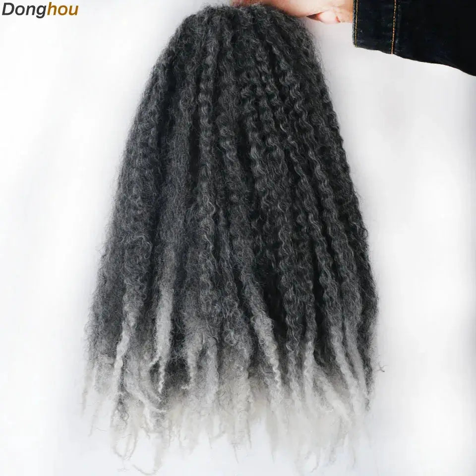 Marley hair 18-inch synthetic braiding bundles, ombre black to grey, Afro kinky twists by Simples Market