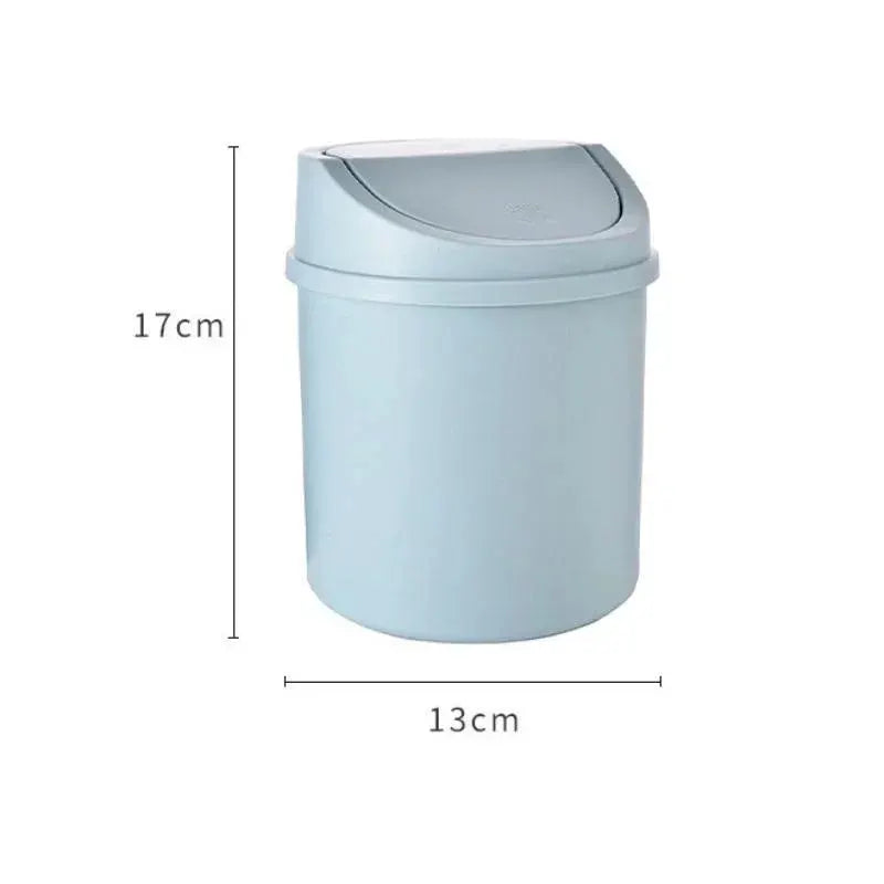 DeskMate Mini Desktop Bin Compact Trash Can With Flip Top Lid For Easy Trash Disposal And Clean Workspace