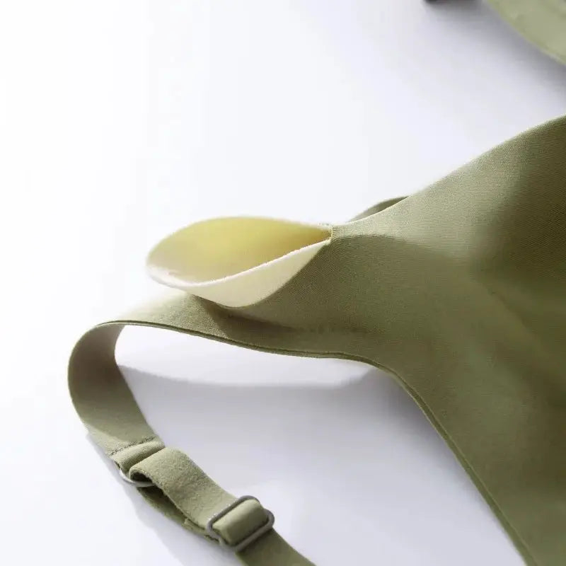 Push-Up seamless bra olive green with adjustable straps and removable pads