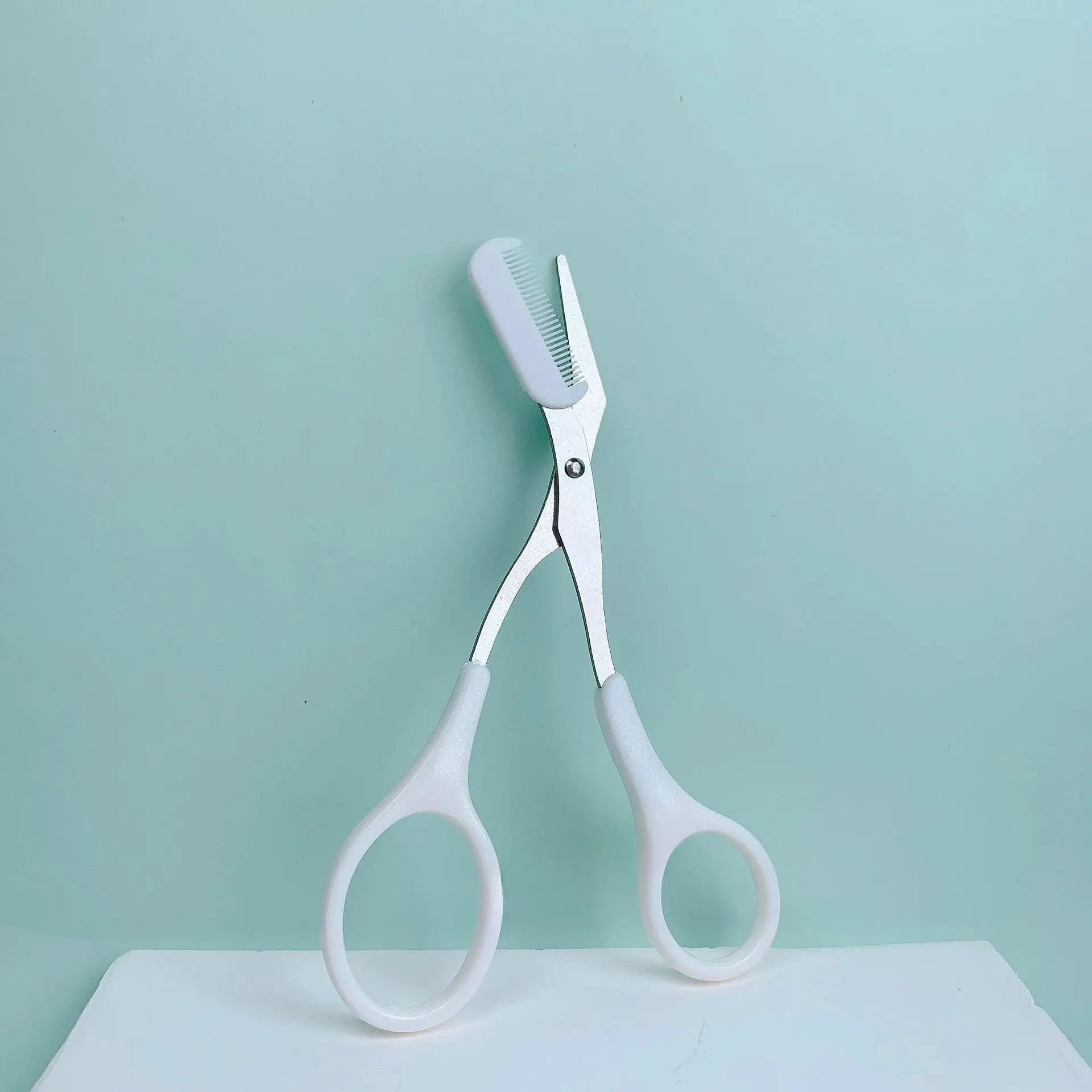 Pink Eyebrow Trimming Scissors With Built In Comb Stainless Steel Precision Grooming Tool For Perfect Eyebrows