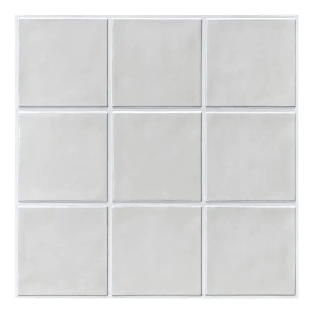 Simples Market 3D tile stickers panel; 9 self-adhesive, water mold resistant tiles, light gray, 30x30cm