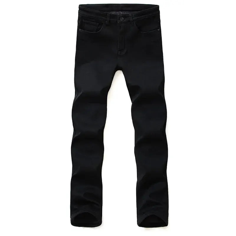 Simples Market men's black denim jeans with soft stretch, classic five-pocket styling.