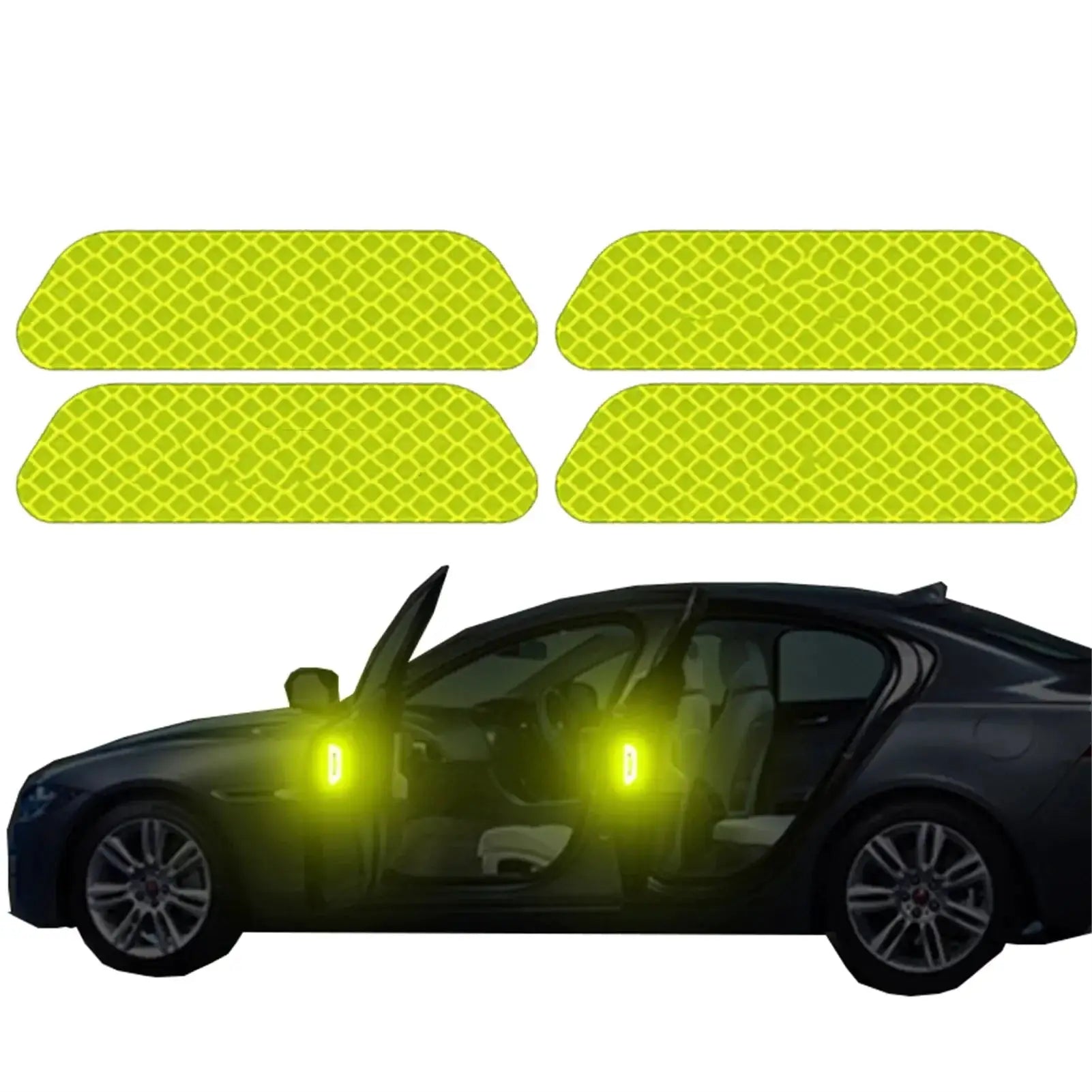 4 Pack Car Door Warning Reflector Stickers for Exterior and Interior Use Safety Opening Indicator Tape