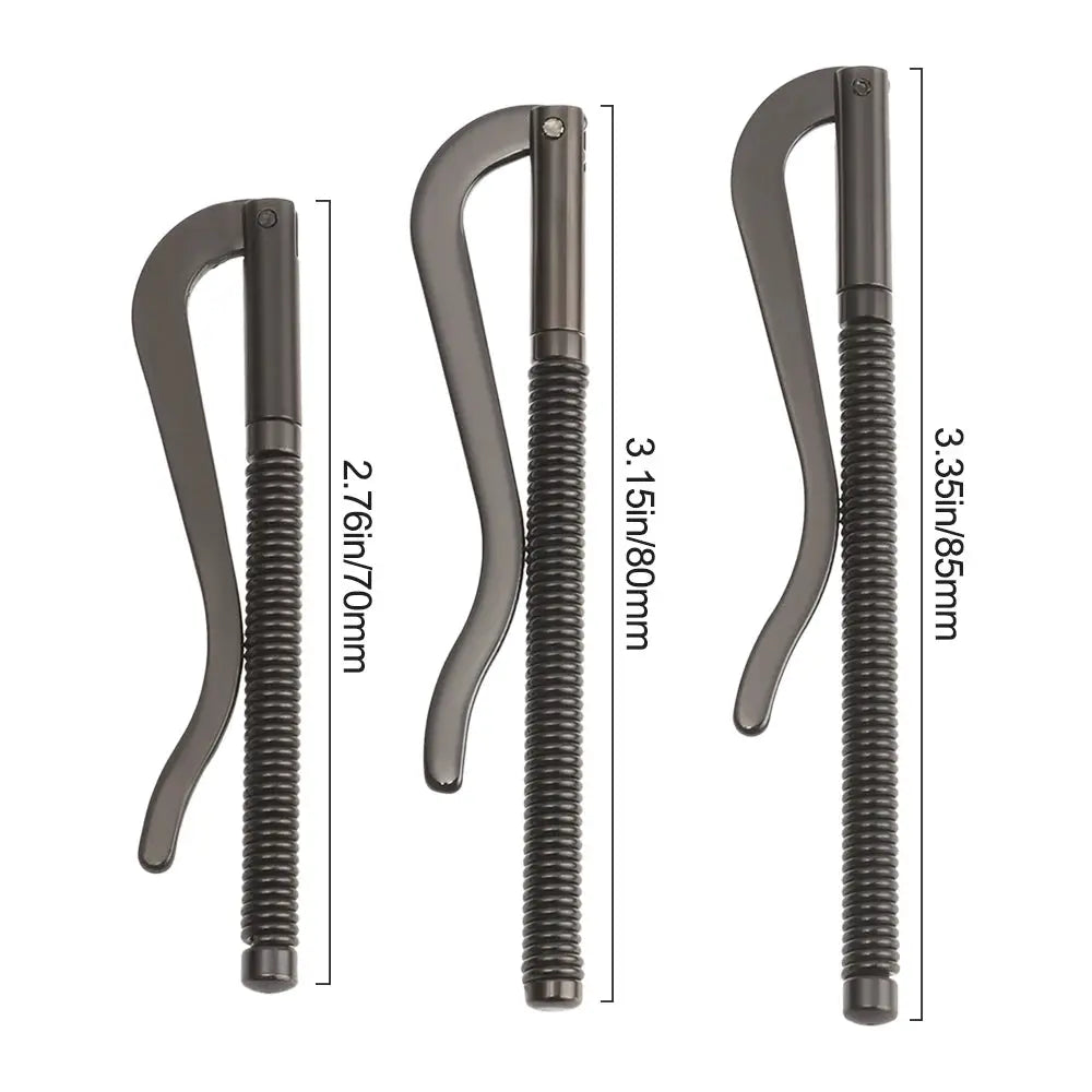 Metal bifold money clip wallet with spring clamp by Simples Market, shown in three lengths.