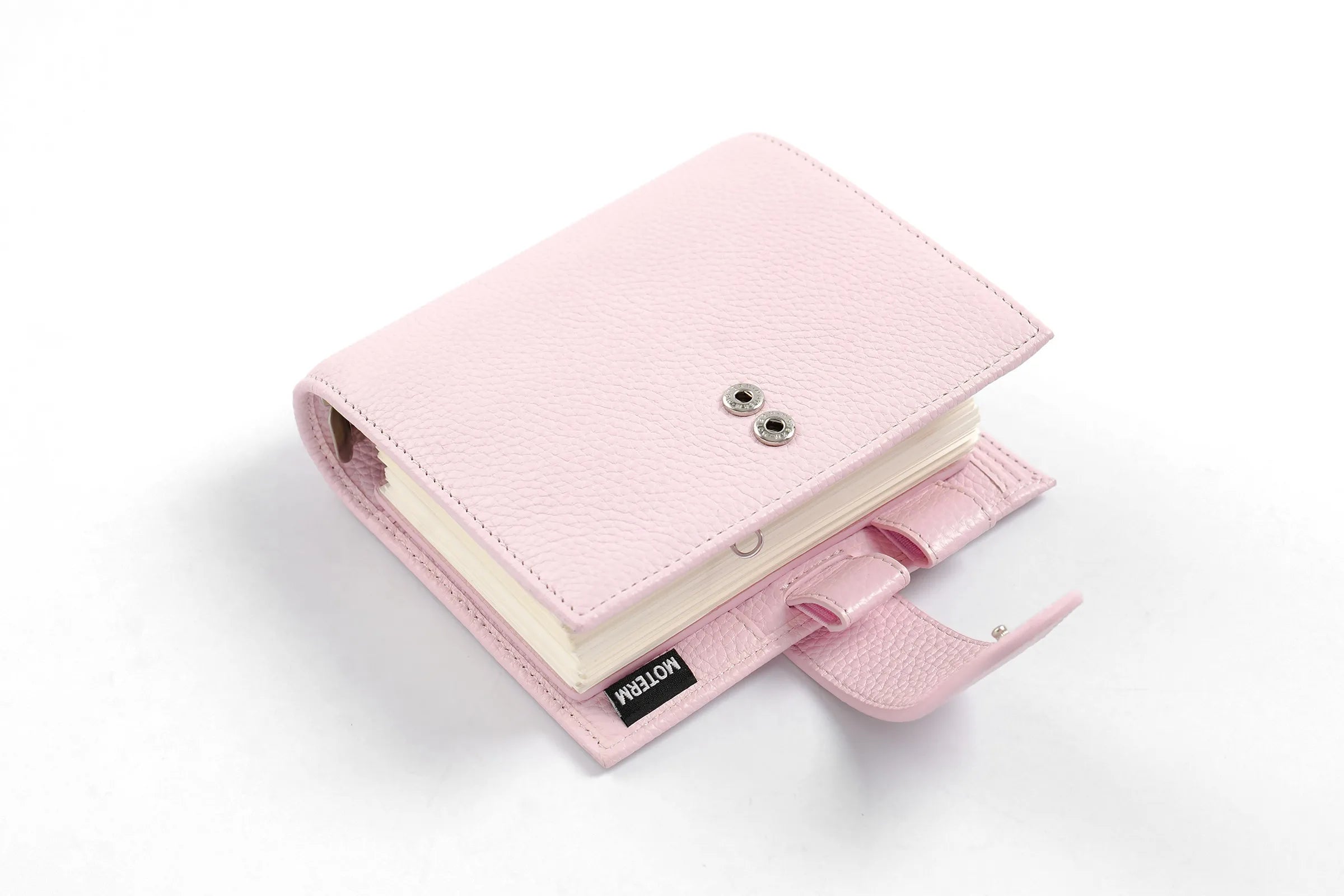 Moterm Luxe 2.0 Pocket Size Planner in pink pebble-grain leather with 30mm rings, Simples Market