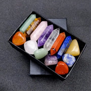 14 Piece Natural Stone 7 Chakra Crystal Pillar Set for DIY Jewelry Making Display Ornaments Gifts Yoga Energy