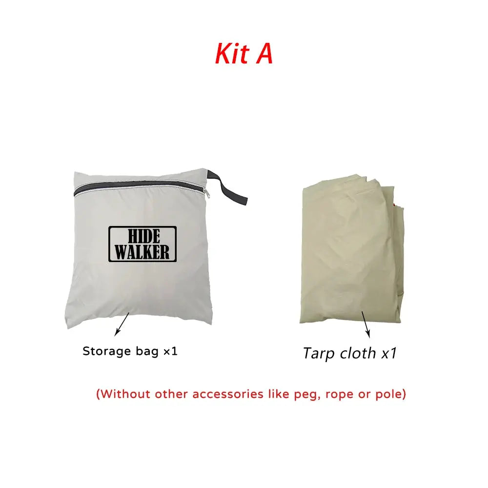 HIDE WALKER Black Coated Tarp Sun Shelter Outdoor Camping Canopy Waterproof 99 Percent UV Block 3x3 3x4 3x5