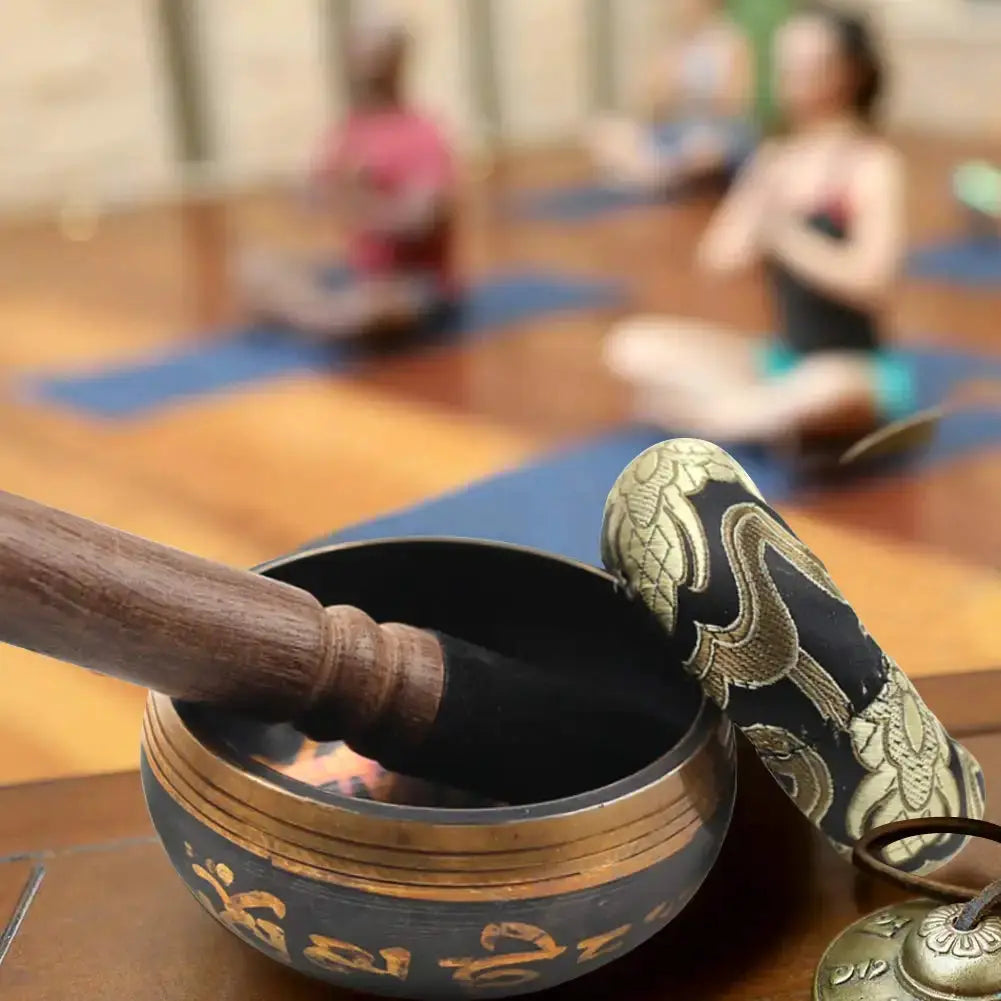 Tibetan Singing Bowl Set Lotus Design For Meditation Yoga Relaxation Chakra Healing Prayer And Mindfulness Gift