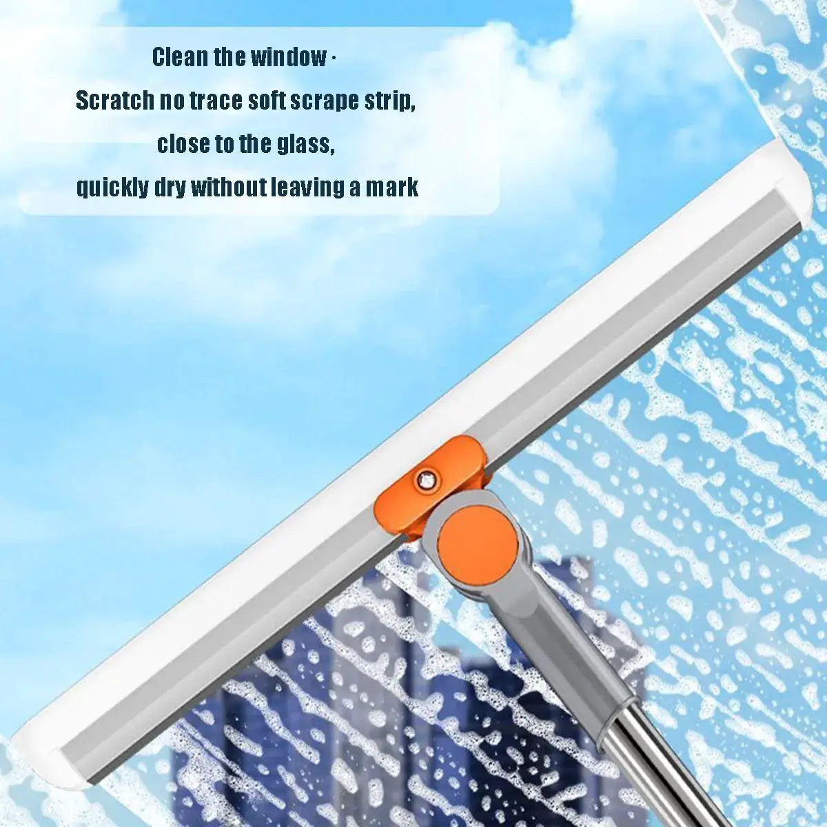 Simples Market silicone scraper broom window wiper with orange hinge and long metal handle