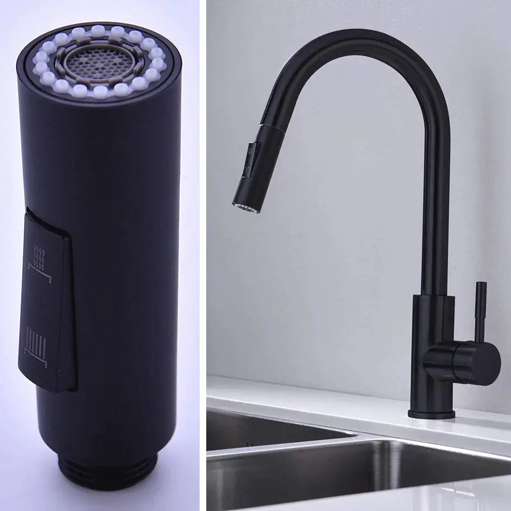 Replacement 2-mode pull-out faucet aerator spray head by Simples Market, black, water-saving