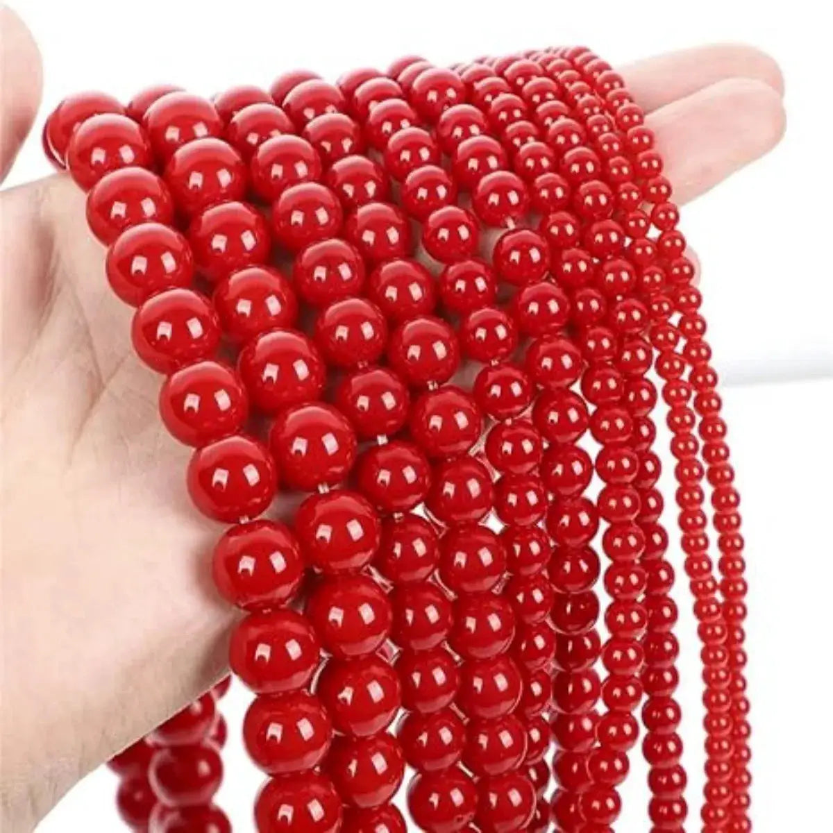 6mm 8mm 10mm Red Coral Crystal Beads Round For Jewelry Making DIY Bracelet Necklace Charms Beaded