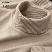 Mens Knitted Sweater Solid Color Turtleneck Pullover Breathable Warm Outdoor Streetwear For Autumn And Business Tops