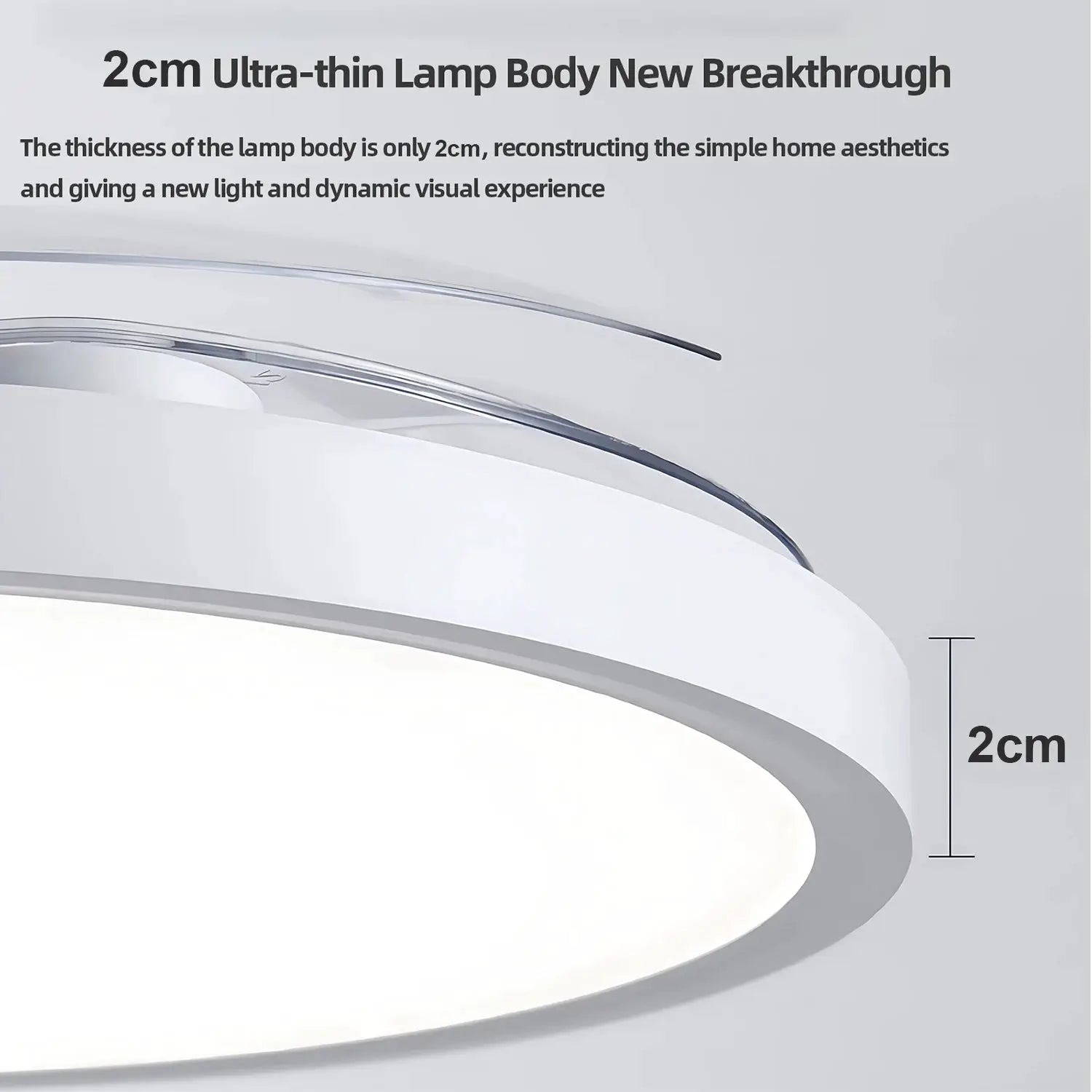 IRALAN Modern Invisible Ceiling Fan with LED Light, white slim 2cm body, DC motor with remote