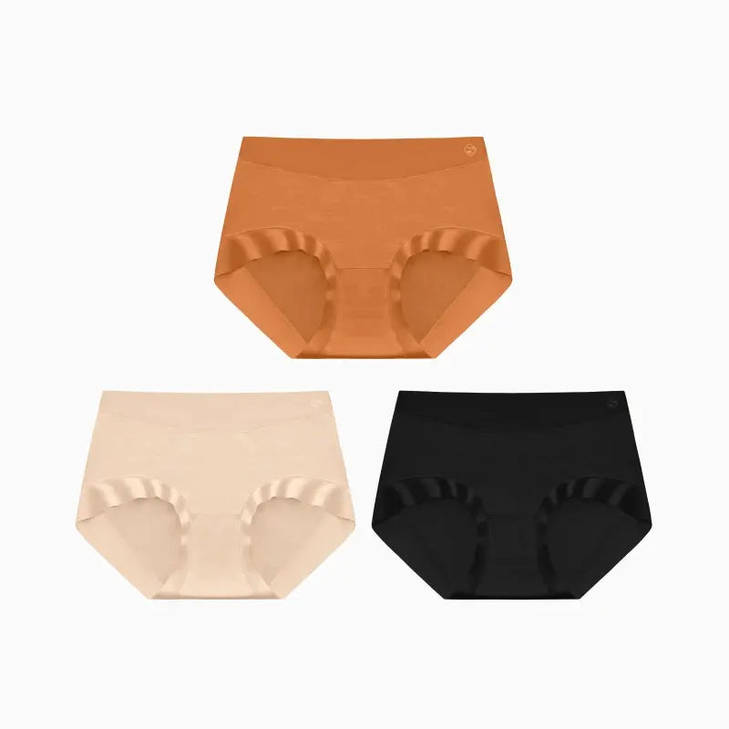 Panties by Simples Market SUJIIN 3Pcs set, seamless breathable briefs in orange, beige, and black
