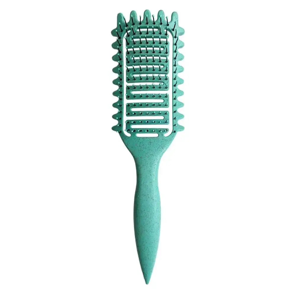 3-in-1 curl-defining styling brush, teal hollow-out detangler for tangled curls