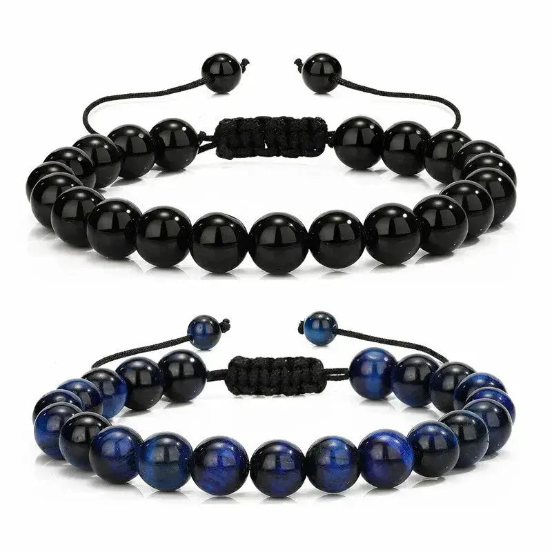 8mm Natural Tiger Eye And Lava Rock Beaded Bracelet For Men Handmade Protection Gift