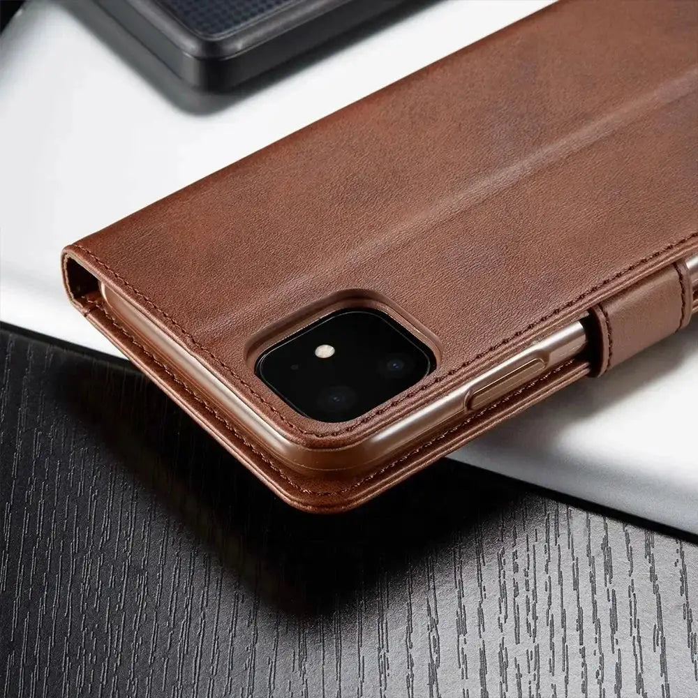LuxWallet Leather Wallet Case For IPhone All Models With Card Slot Flip Cover And TPU Inner Protection
