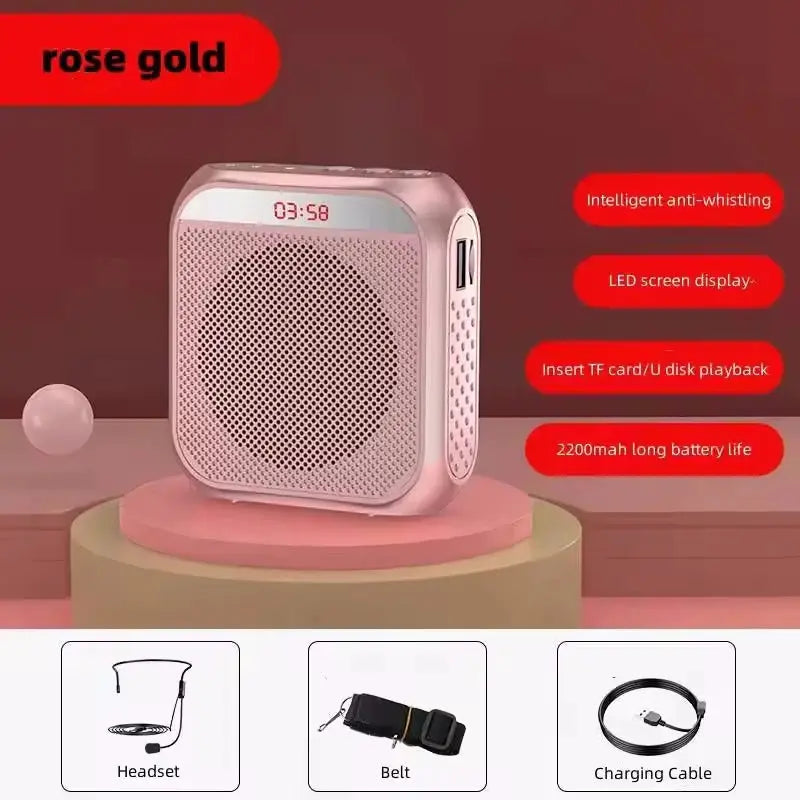 AyeBeau Bullhorn Megaphone 5W Portable Voice Amplifier With Microphone Wearable Loudspeaker For Teachers