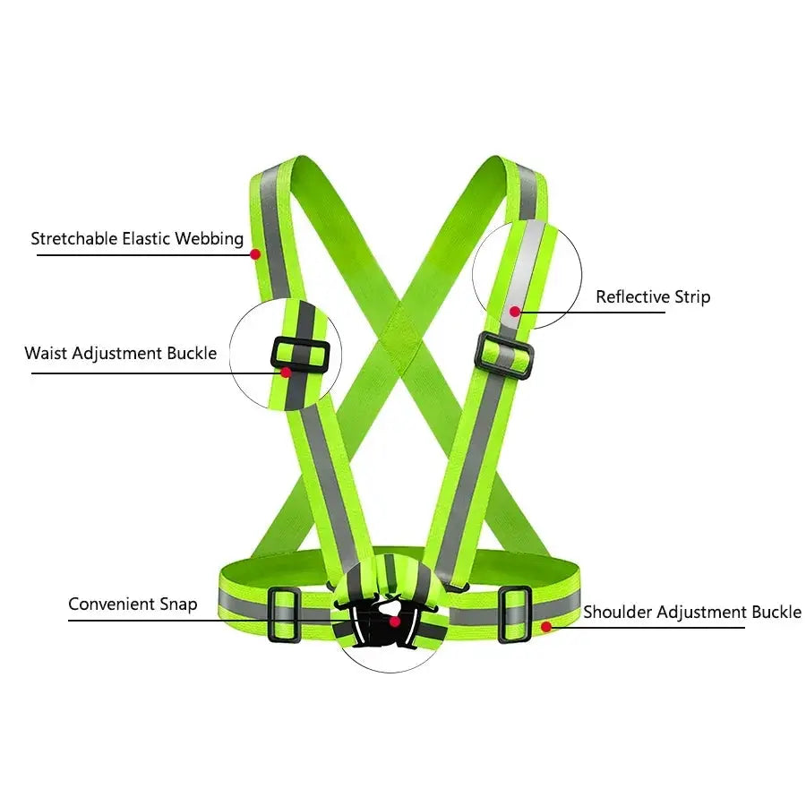 Adjustable Lightweight Reflective Vest for Night Walking and Biking Safety Gear Waterproof Vest with Straps