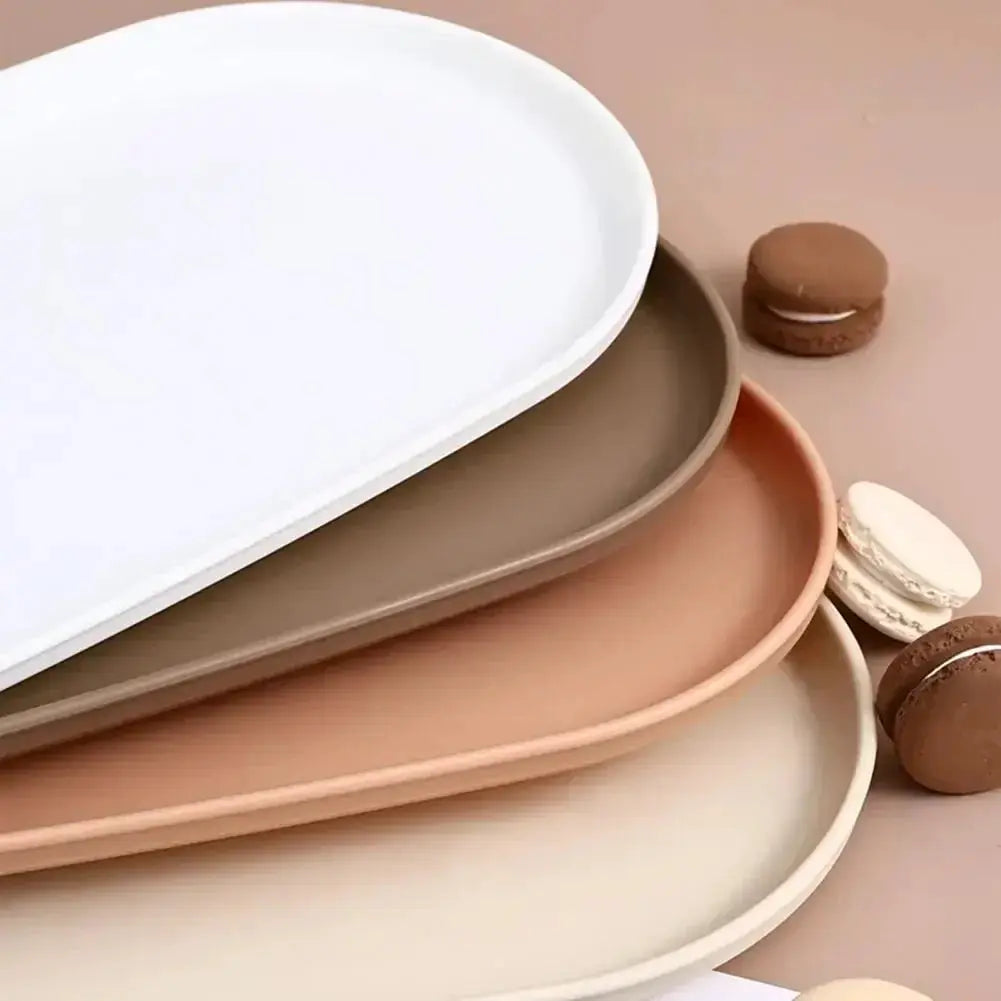 Stackable Oval Fruit Plate And Dessert Tray For Kitchen Reusable PP Serving Dish With Smooth Edge