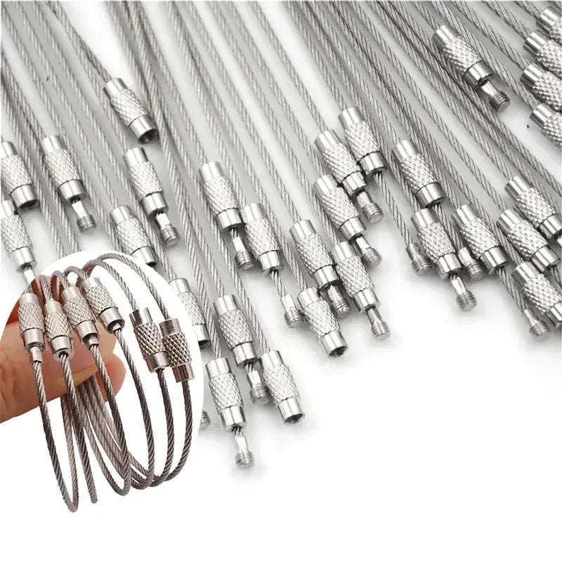 Stainless Steel Wire Rope Keychain Carabiner Cable Key Ring For Outdoor Hiking Travel