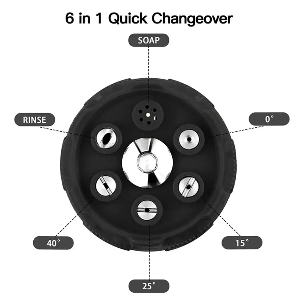 High Pressure Washer Spray Nozzle Six In One Rotating Tip 0 15 25 40 Degree Quick Connect Garden Cleaning
