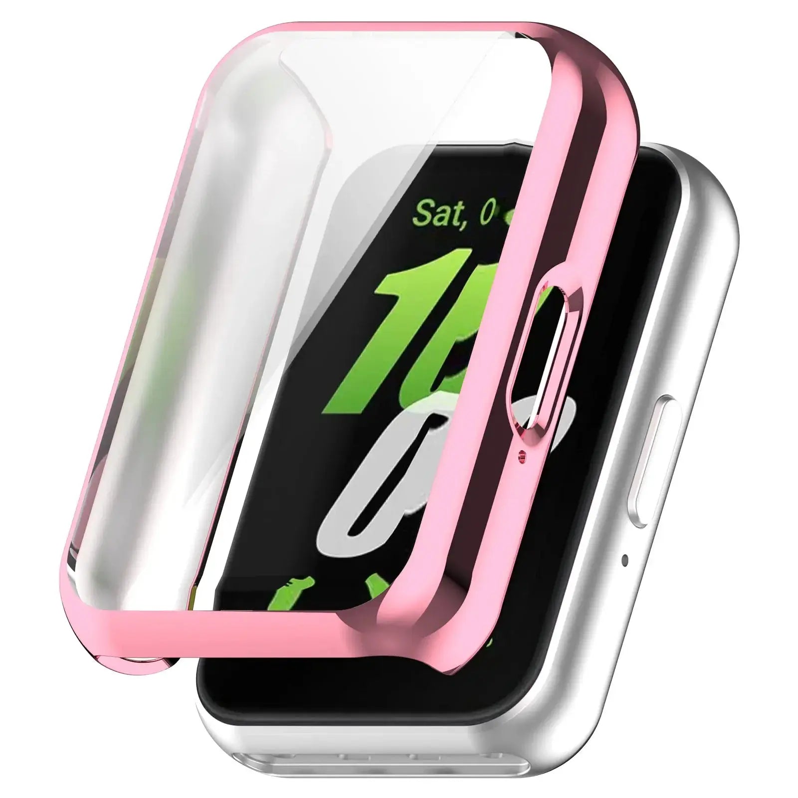 Pink TPU full-coverage protective case for Samsung Galaxy Fit3 with clear screen protector