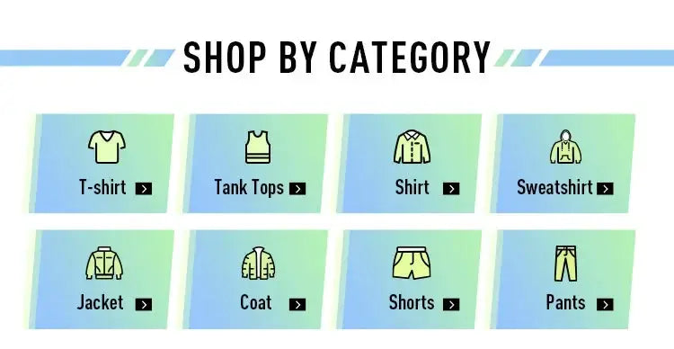 Jacket category banner from Simples Market showing eight clothing category tiles.