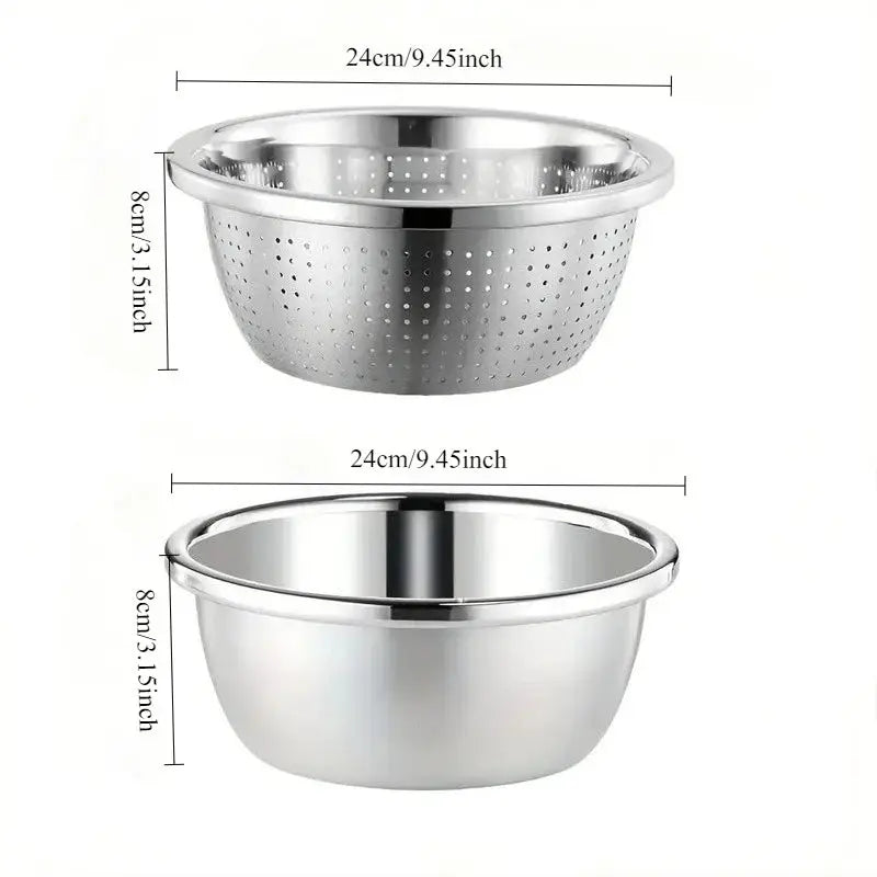 KitchenCraft Stainless Steel Colander Set Two Piece Heavy Duty Strainer For Vegetables Fruits And Pasta