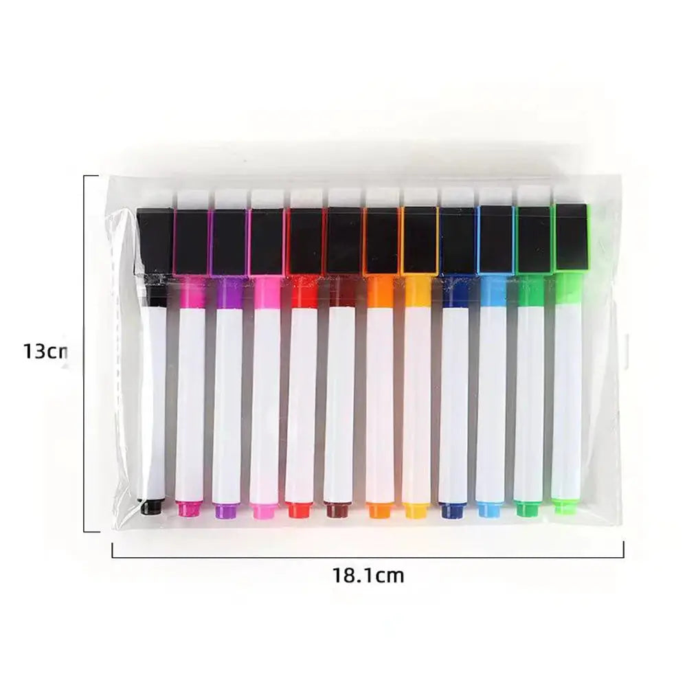12-color whiteboard marker pen set by Simples Market with magnetic caps in a clear pouch