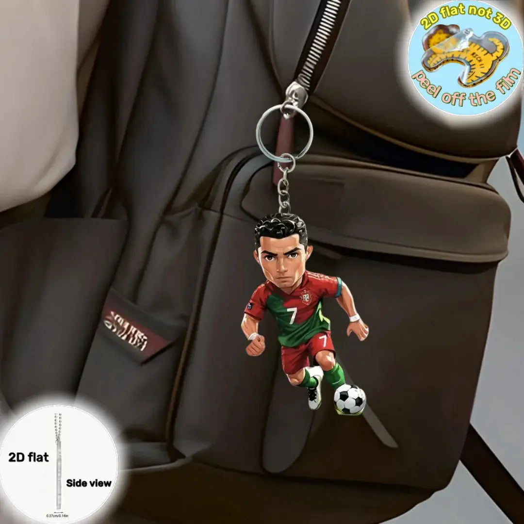 2D Ronaldo Keychain Cristiano Football Pendant Flat Acrylic Ornament