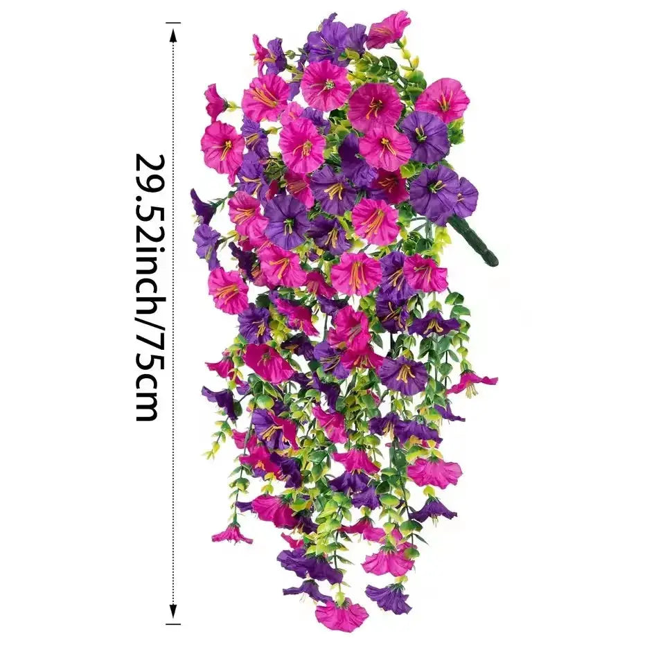 UV Resistant Artificial Morning Glory And Eucalyptus Hanging Decor For Home Garden Weddings Outdoor Use