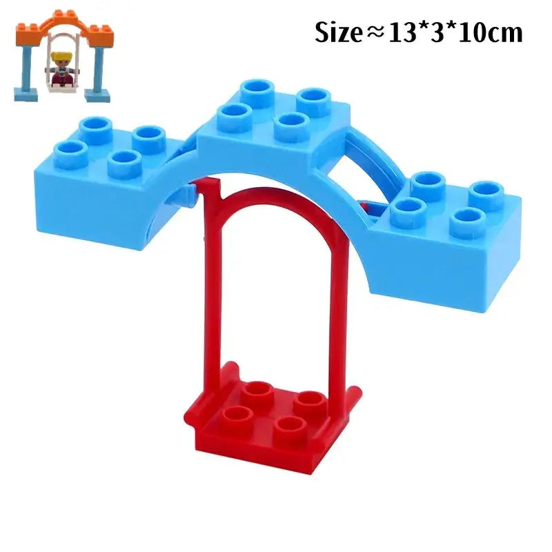 Big Building Blocks Duplo Compatible Large Brick Ferris Wheel Seesaw Slide Swing Educational Toy For Kids