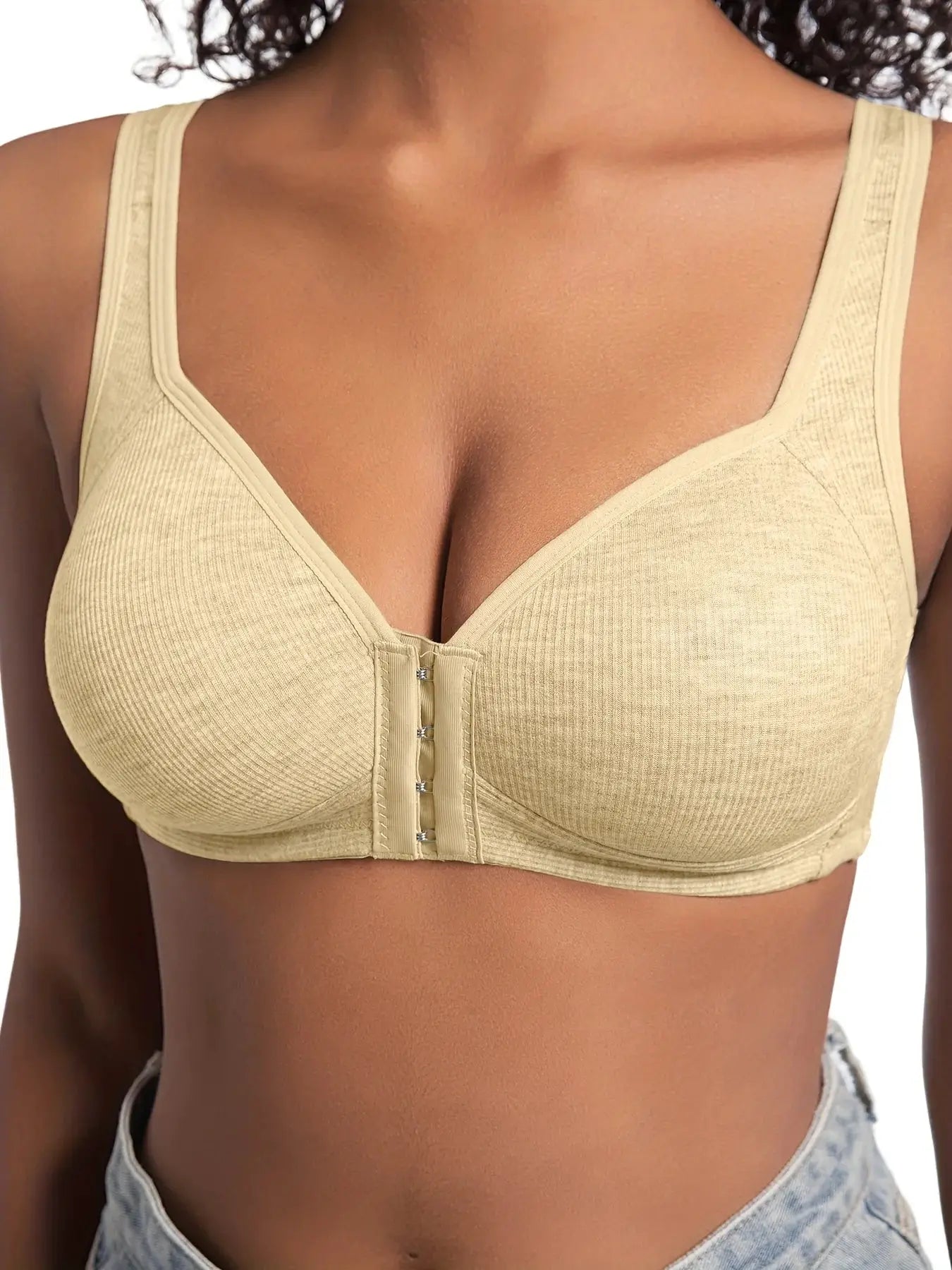 Bra by Simples Market beige wire-free front-closure with full coverage