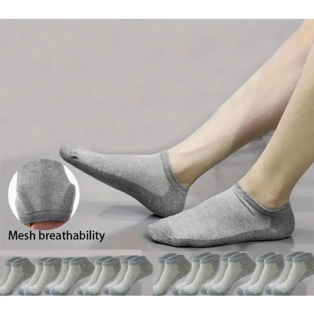Unisex Summer Mesh Ankle Running Socks Black White Gray Breathable Thin Low Cut No Show For Women And Men
