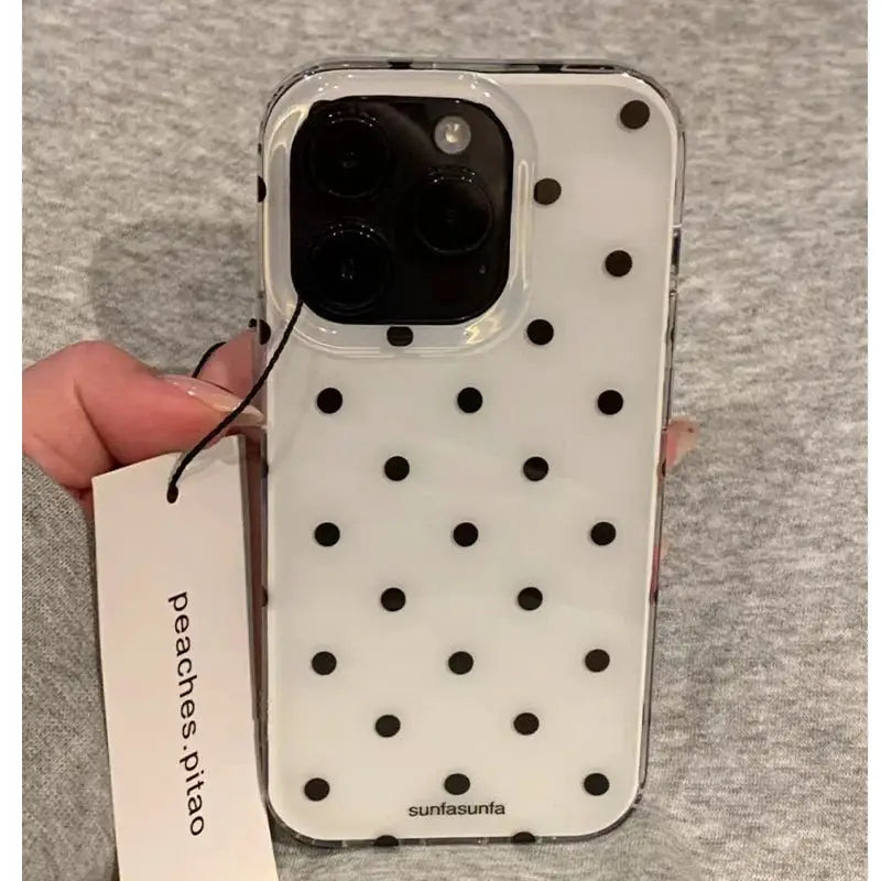 PolkaGuard Polka Dot Phone Case Shockproof Minimalist Silicone Back Cover for IPhone 11 12 13 14 15 16 17 Pro Max Mini