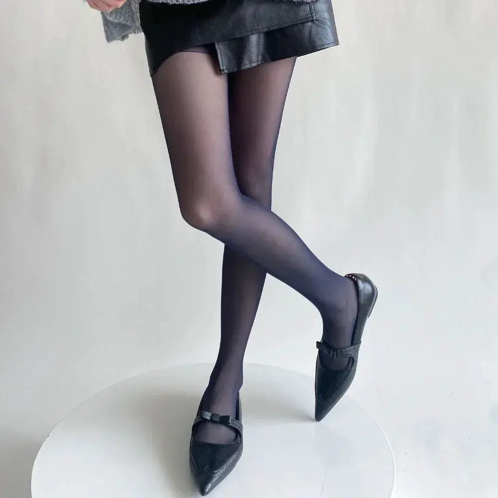 Azure Velvet Ultra Thin Nylon Thigh High Stockings Velvet Finish For Elegant Daily Wear