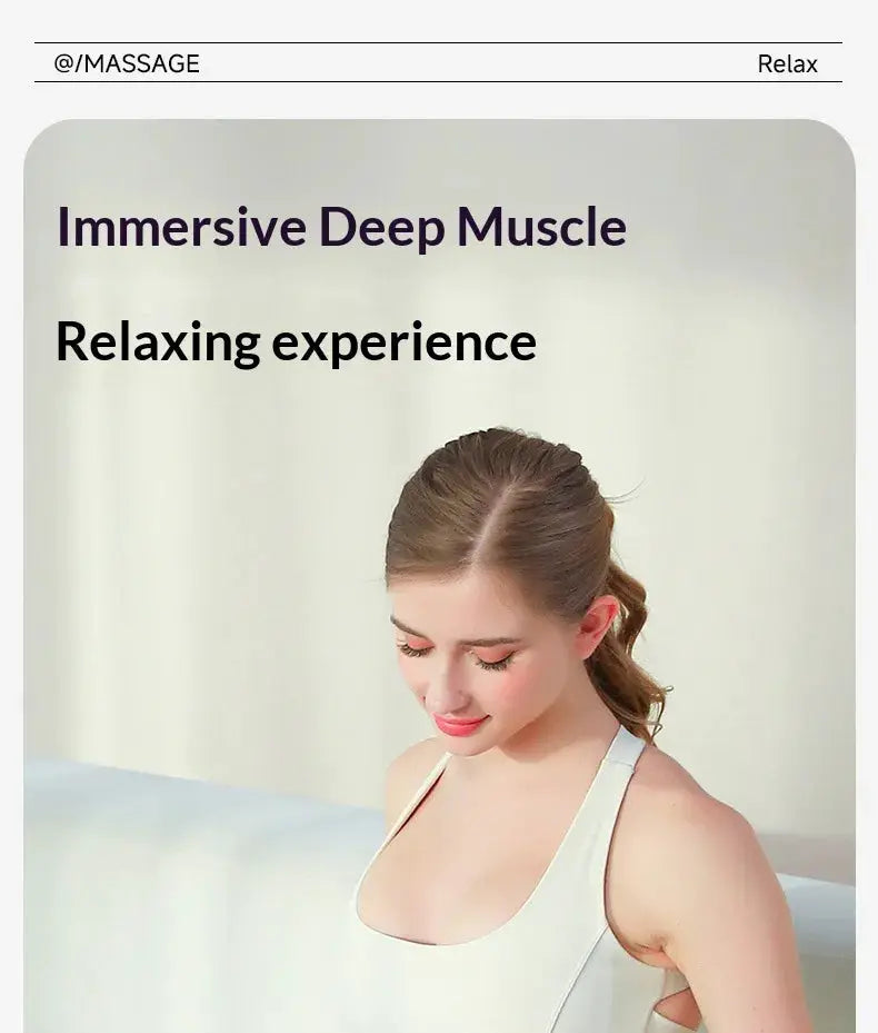 Rechargeable handheld rolling percussive massager by Simples Market with 72 massage points