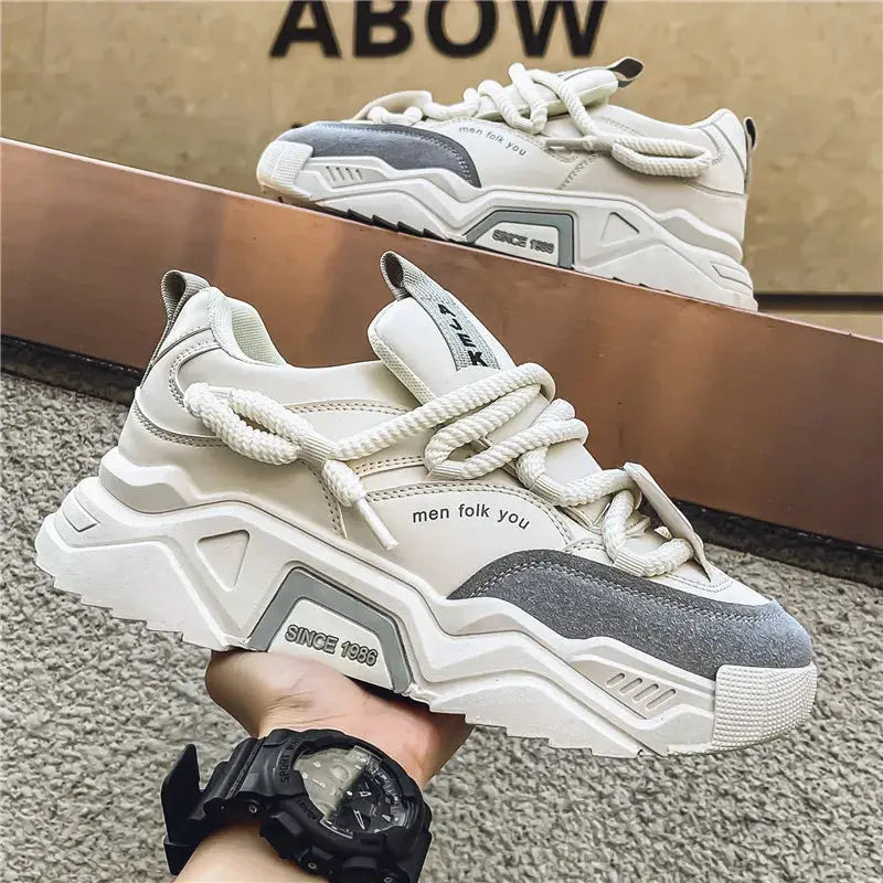 Simples Market men's casual sneakers, white and gray low-top shoes with a chunky sole.