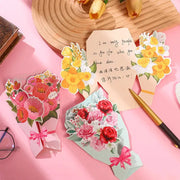 3D Carnation Floral Bouquet Greeting Card Postcard Exquisite Birthday Mothers Day Teachers Day Thanksgiving